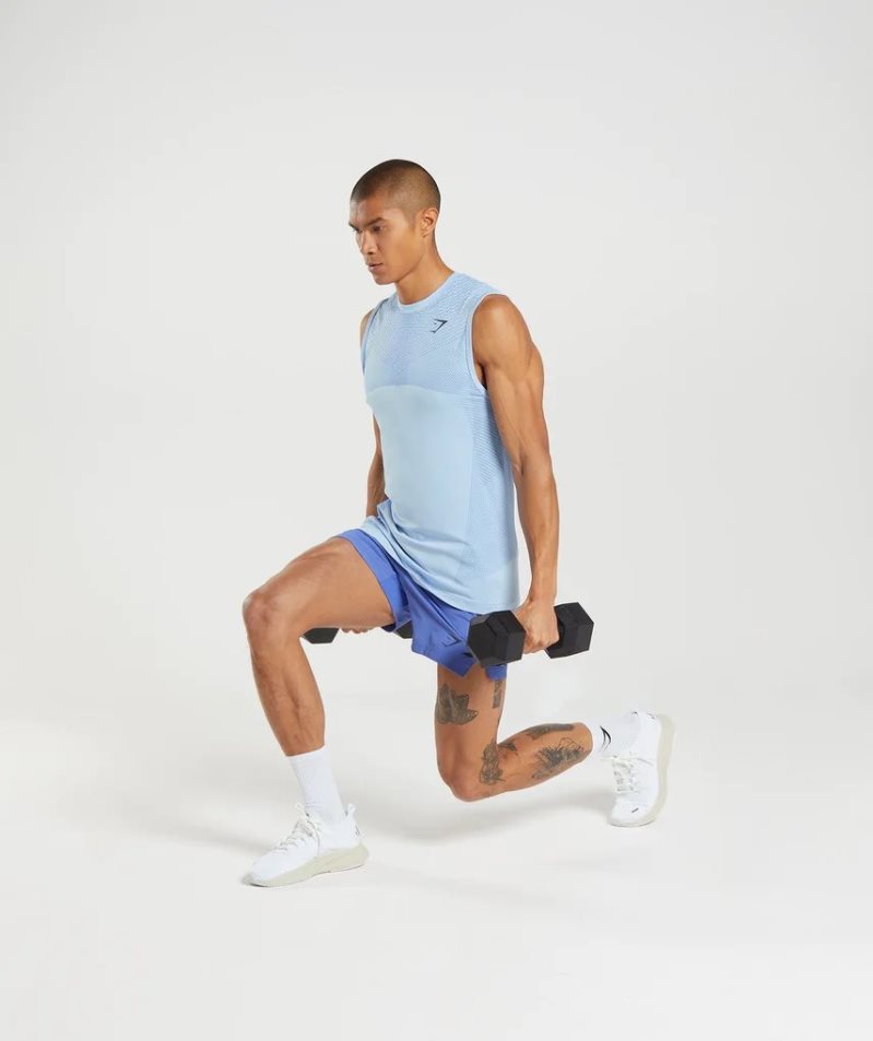 Men's Gymshark Apex Seamless Tanks Light Blue | CA ND8130